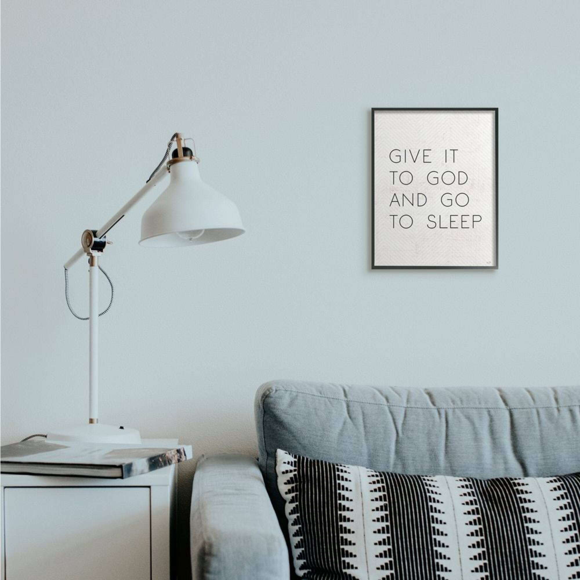 Stupell Industries Give it to God and Sleep Faith Based Bedroom Quote Framed Wall Art